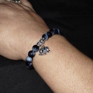 Elephant Charm Beaded Bracelet X2